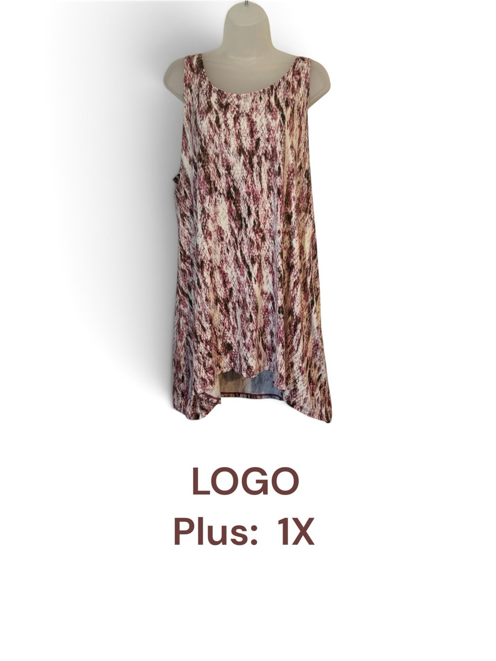 LOGO by Lori Goldstein Snake Skin Print Sleeveless Casual Tunic PLUS: 1X #D - Picture 1 of 7